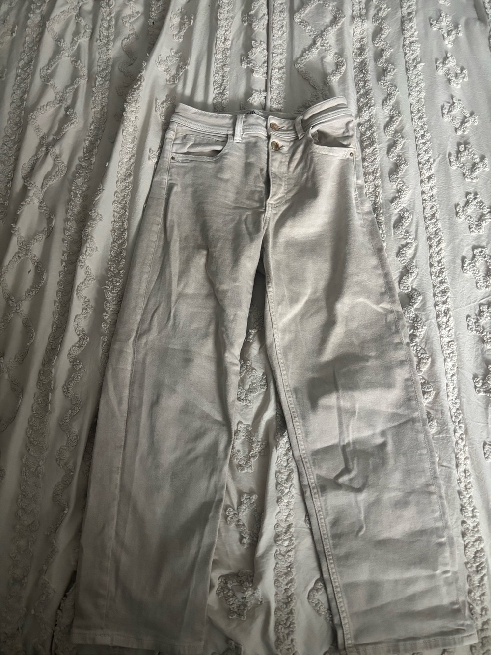 Zara Pale Gray Wide-Leg Jeans